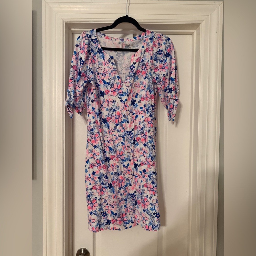 Lilly Pulitzer Floral Long Sleeve Dress - Pink and Blue